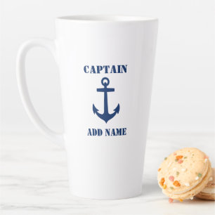 Classic Anchor Captain Boat or Name 2 sided Large Latte Mug