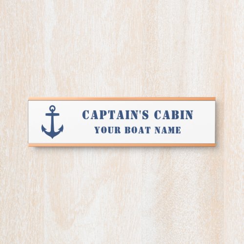 Classic Anchor Captains Cabin  Boat Name White Door Sign