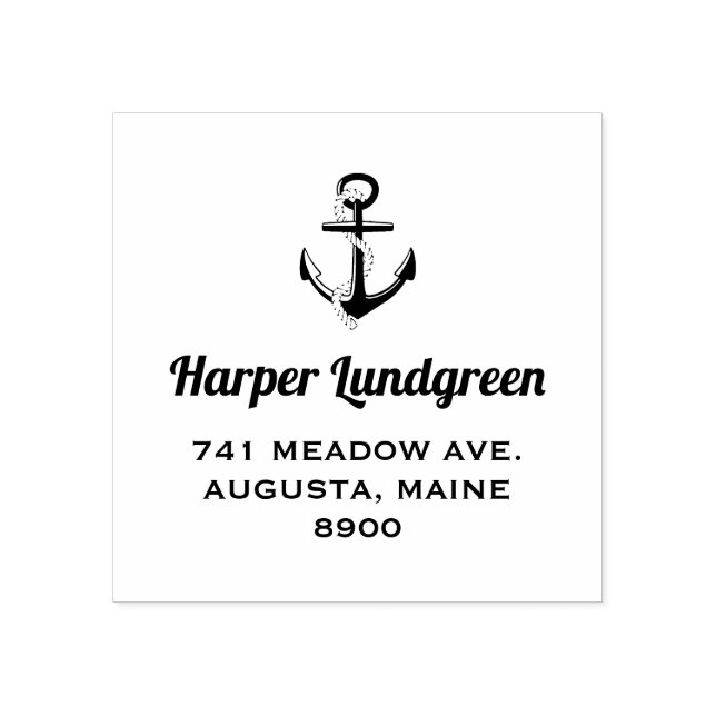 Classic Anchor Nautical Personalized Rubber Stamp (Imprint)