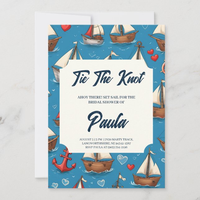 classic anchor nautical wedding shower invitations (Front)