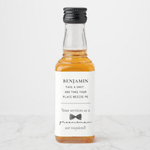 Classic and Cool Funny Groomsman Proposal Liquor Bottle Label