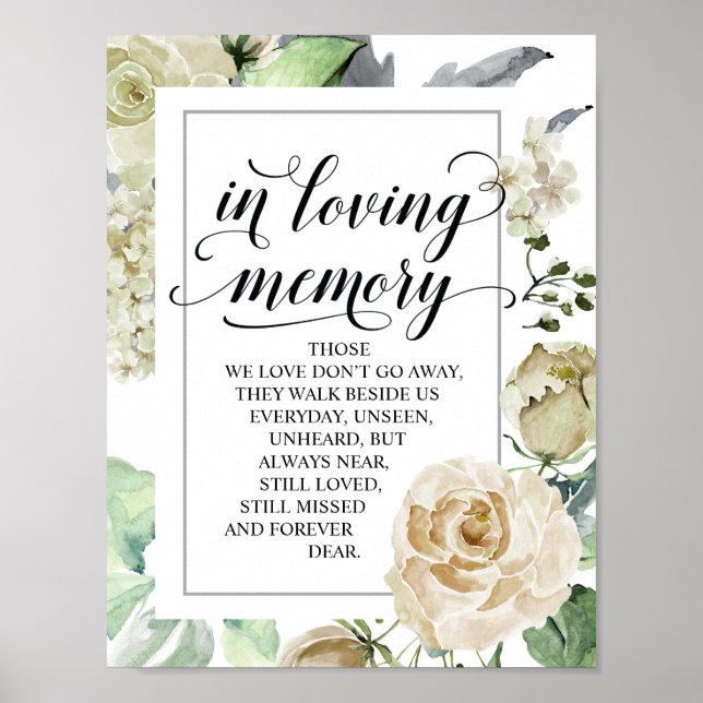 Classic and Elegant Wedding Memorial Table Sign (Front)