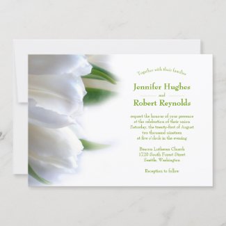 Classic and Romantic Budget White Floral Wedding Invitation