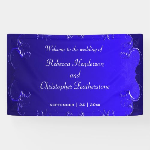 Classic and Romantic Royal Blue Wedding Welcome Banner
