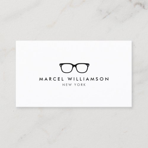 Classic and Simple Black Eyeglasses Logo on White Business Card