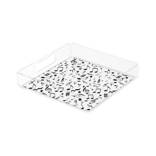 Classic and Simple Black Music Notes on White Acrylic Tray