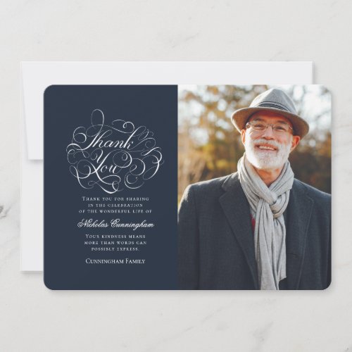 Classic and Simple Calligraphy Photo Memorial Thank You Card