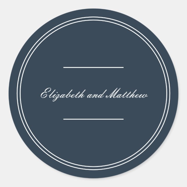 Classic and Simple Elegant Wedding Classic Round Sticker (Front)