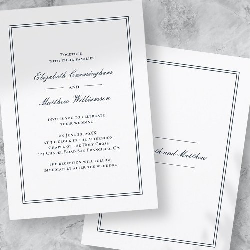 Classic and Simple Elegant Wedding Invitation