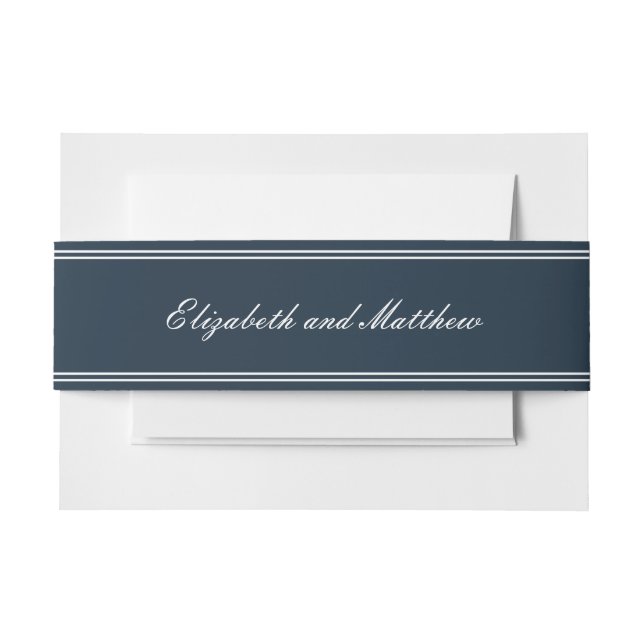 Classic and Simple Elegant Wedding Invitation Belly Band (Front Example)
