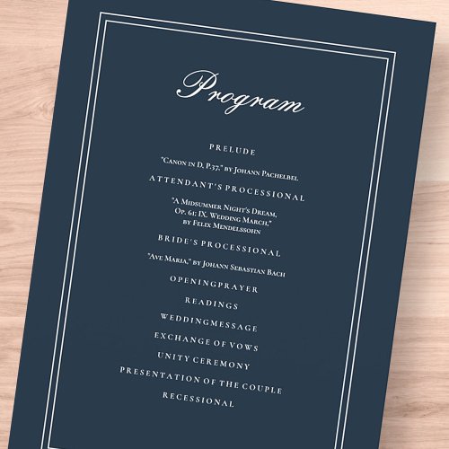 Classic and Simple Elegant Wedding Program