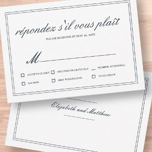 Classic and Simple Elegant Wedding RSVP Card