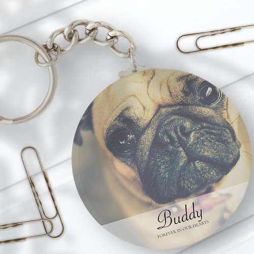 Classic and Simple Pet Photo Memorial Keychain