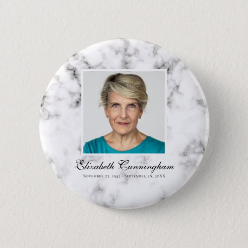Classic and Simple Photo Marble Memorial Button
