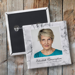 Classic and Simple Photo Marble Memorial Button