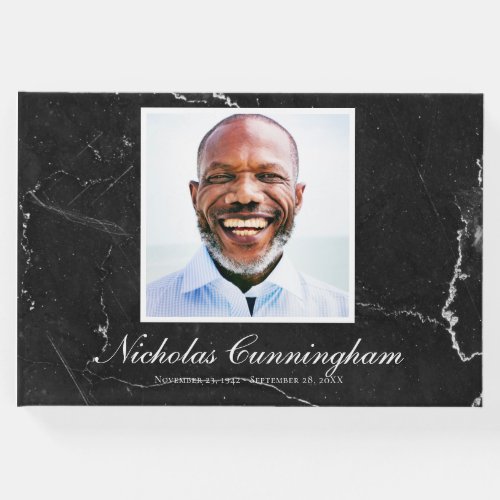 Classic and Simple Photo Marble Memorial Guest Book
