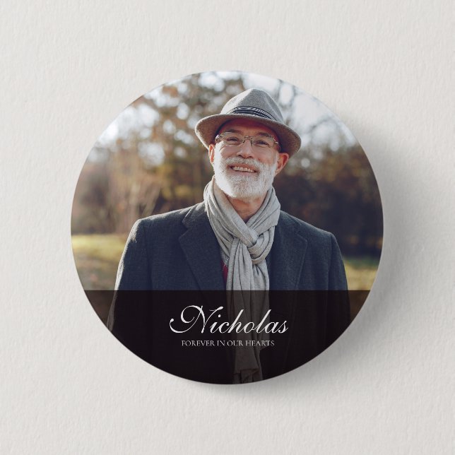 Classic and Simple Photo Memorial Button (Front)