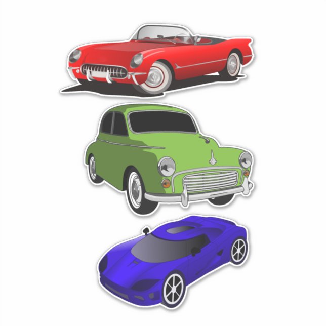 Classic and Sport Cars Clipart Sticker (Front)