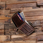 Classic and Sturdy Brown Leather Coin Men's Wallet (Inside)