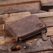 Classic and Sturdy Brown Leather Coin Men's Wallet (Front)