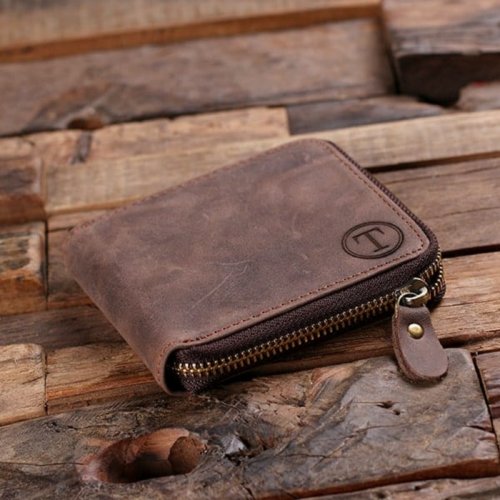 Classic and Sturdy Brown Leather Coin Mens Wallet
