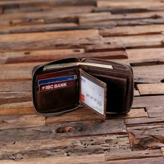 Classic and Sturdy Brown Leather Coin Men's Wallet (Inside)