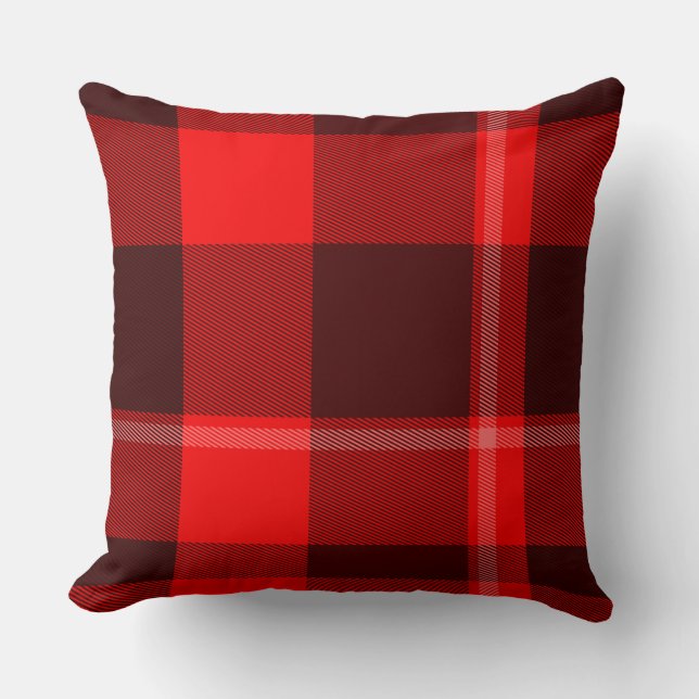 Classic and Stylish Red Plaid Pattern Throw Pillow (Front)