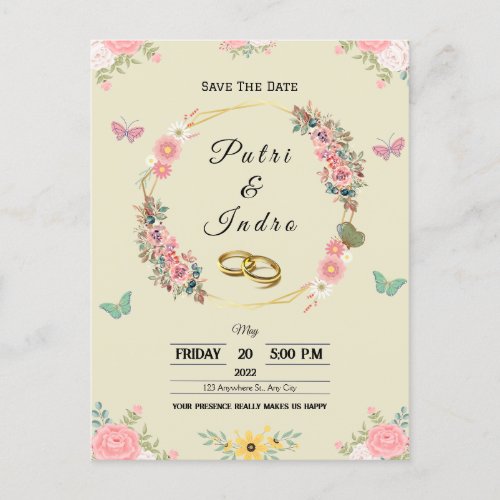 Classic and Trendy Wedding Postcards Customizable