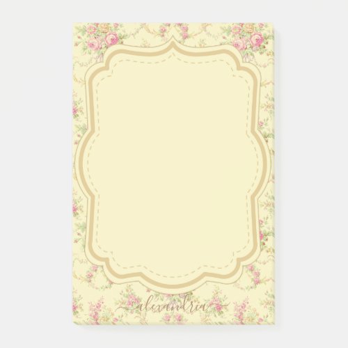 Classic and Vintage Floral Monogram and Name Post_ Post_it Notes