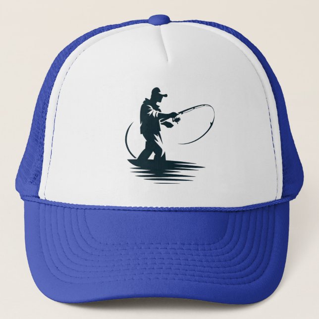 Classic Angler - Fisherman Silhouette Trucker Hat (Front)