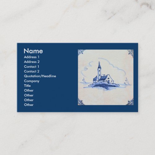 Classic Antiquarian Delft Blue Tile _ Church Business Card