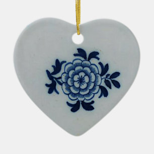 Classic Antiquarian Delft Blue Tile - Floral Motif Ceramic Ornament