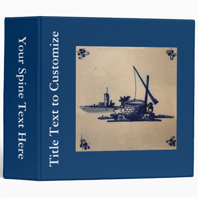 Classic Antiquarian Delft Blue Tile - Water Well Binder (Front/Spine)