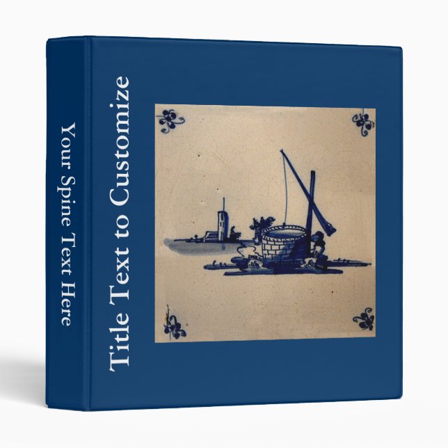 Classic Antiquarian Delft Blue Tile - Water Well Binder (Front/Spine)