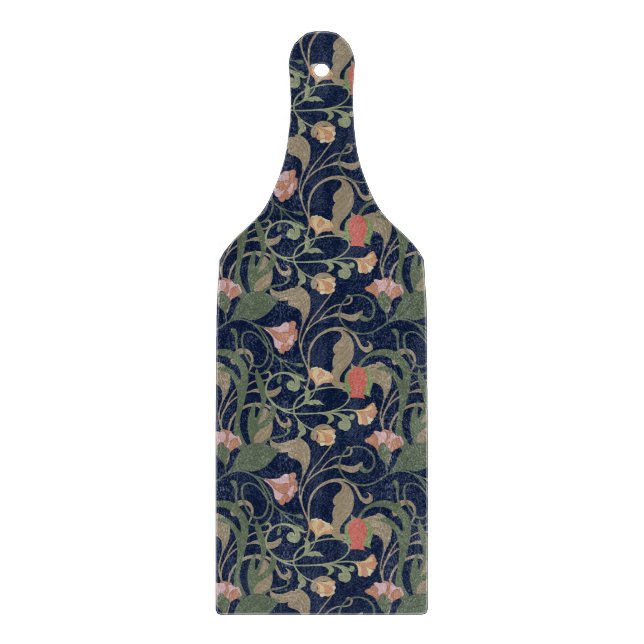 Classic Antique Blue Art Nouveau Floral Pattern Cutting Board (Front)
