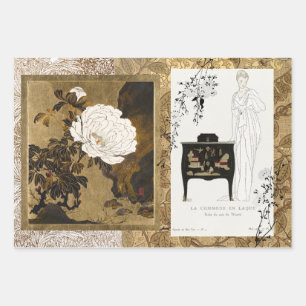 Classic Antique Coromandel Screen Art Wrapping Paper Sheets