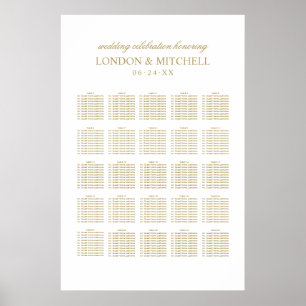 Classic Antique Gold Monogram Wedding Seating Poster