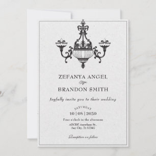 classic antique hanging chandeliers decor wedding invitation