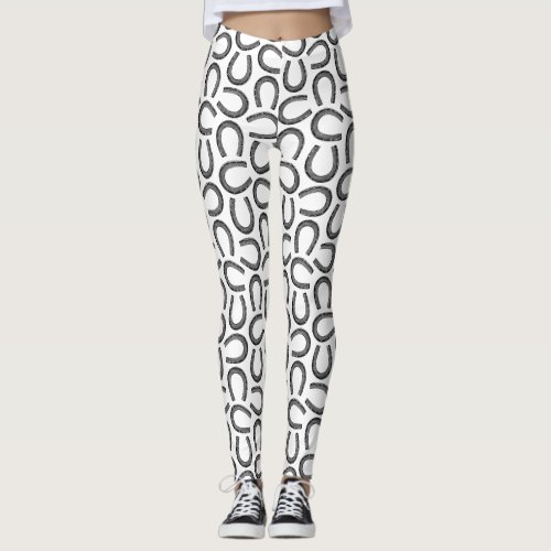 Classic Antique Horseshoes Horse Shoe CUSTOM COLOR Leggings