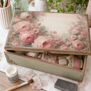 Classic Antique Pastel Pink Rose Floral Decoupage Tissue Paper
