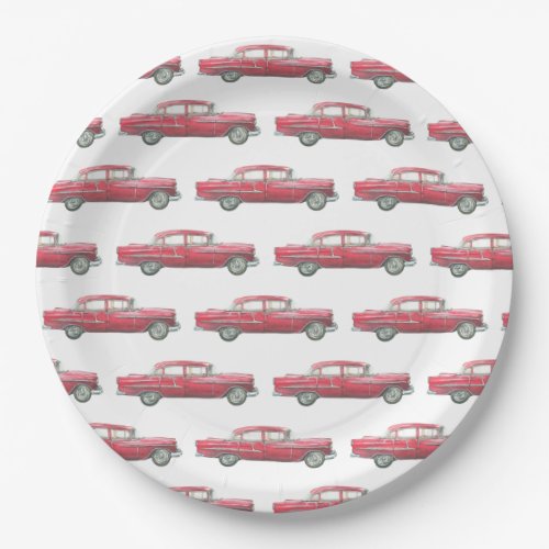 Classic Antique Red Car Dinner Paper Plates