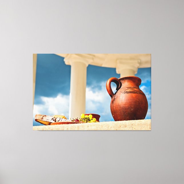 Classic antique still-life with a pitcher canvas print (Front)