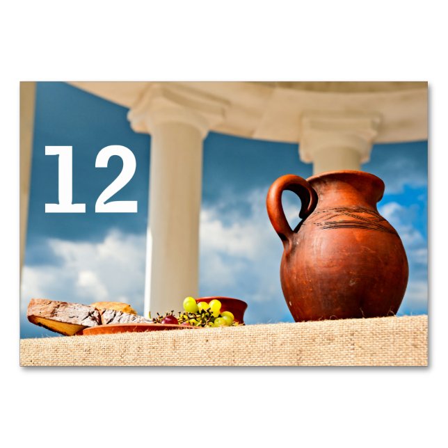 Classic antique still-life with a pitcher table number (Front)