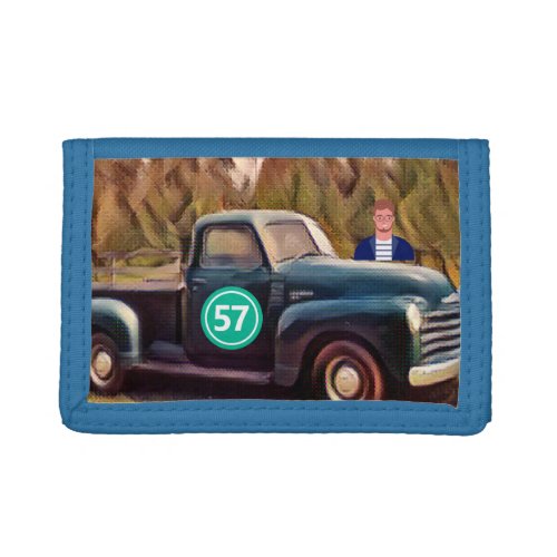  classic antique  truck in the summer   trifold wallet