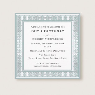 Classic Any Age Birthday Party Gray Greek Key Invitation