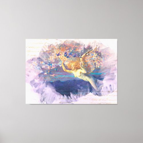  Classic AP14 Angel Woman Fairy Gold Ephemera Canvas Print
