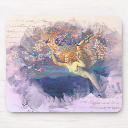  Classic AP14 Angel Woman Fairy Gold Ephemera Mouse Pad