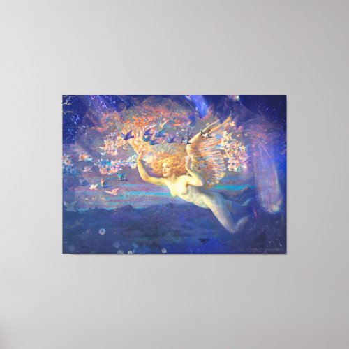  Classic AP14 Angel Woman Fly Fairy Ephemera Canvas Print
