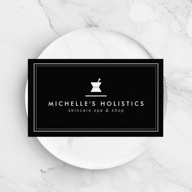 Classic Apothecary Holistic Medicine Black Business Card (Creator Uploaded)