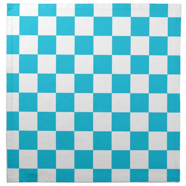 Classic aqua blue checkerboard cloth napkin (Front)